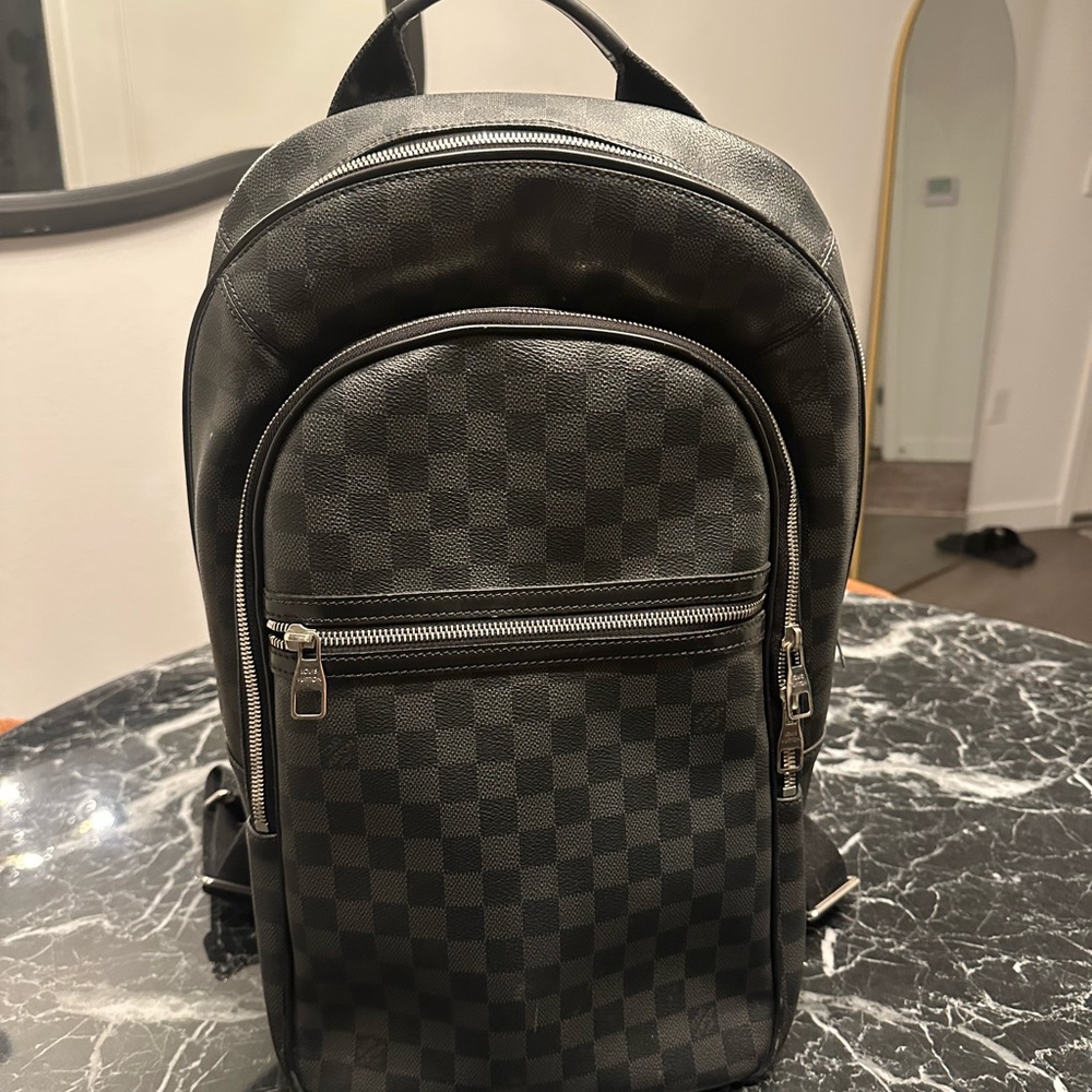 Stylish Black Checkered Men's Backpack